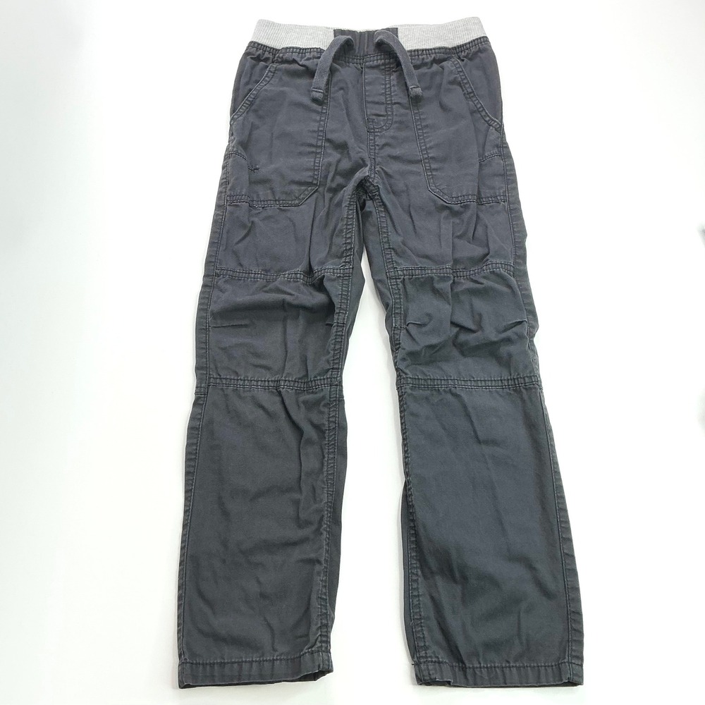 OshKosh Gray Canvas Pull On Pants Kids Size 8 Articulated Knee Utility